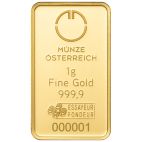 1g Austria Gold Austrian Mint Gold Bar 1 g customary in banking