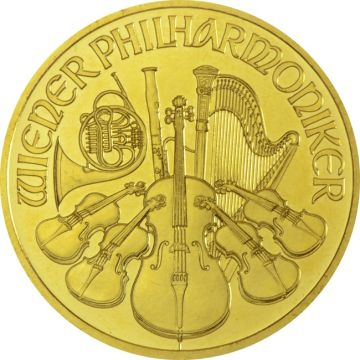 ab 2002 1/2 oz Austria Gold Philharmonic Random Year customary in banking