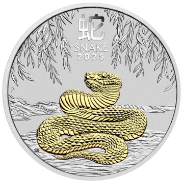 2025 1 oz Australia Silver 2025 1 oz Australia Silver Lunar Snake Gilded Coin PP