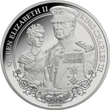 2025 1 oz Niue Silver King Charles III & Queen Elizabeth II PP