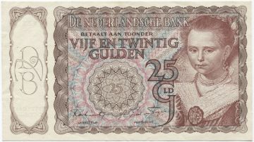 25 Gulden 1943 (Mädchenportrait nach Moreelse)