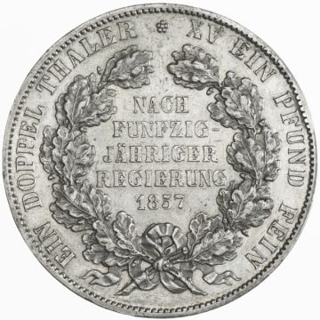 Vereinsdoppeltaler 1857 zum 50. Reg. Jubiläum