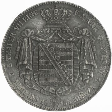 Silver 3 1/2 Gulden / 2 Taler F VZ-/SS, small crown, spotted