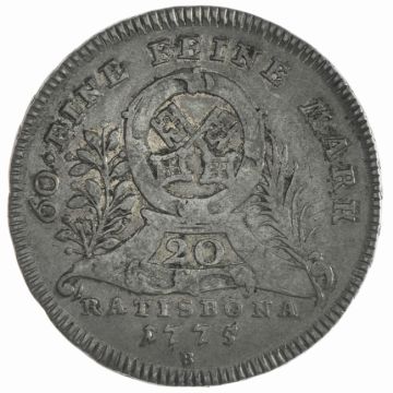 1775 Germany Silver 20 Kreuzer 1775 B SS