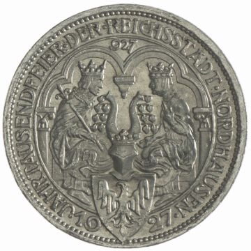 1927 Germany 3 Reichsmark 1927 A Nordhausen VZ, min. angelaufen