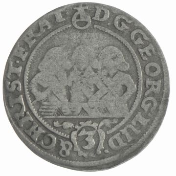 1657 Poland Silver 3 Kreuzer Brieg S, scratches on the obverse