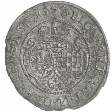 1673 Poland Silver 6 Kreuzer Brieg S+, edge breakout