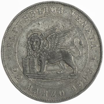 Silver 5 Lire V VZ-, Kr., Randschaden