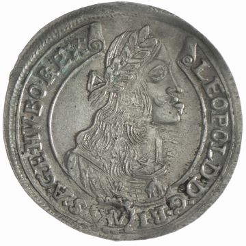1675 Austria Silver 15 Kreuzer KB VZ-, kl. Kr. am Av.