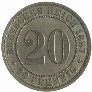 1887 Germany Copper-Nickel 20 Pfennig 1887 F EA