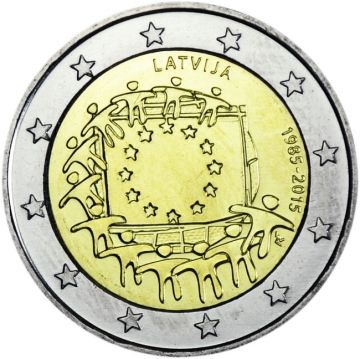 2015 Latvia Copper-Nickel 2015 Latvia Copper-Nickel 30 years of European flag Latvia UNC UNC