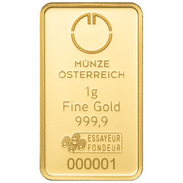 1g Austria Gold Austrian Mint Gold Bar 1 g customary in banking