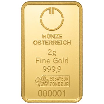 2g Austria Gold Gold bar customary in banking