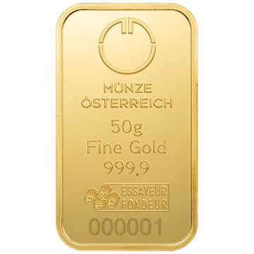 50g Austria Gold Gold Bar customary in banking