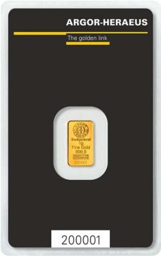 1g Switzerland Gold Argor-Heraeus customary in banking