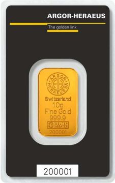 10g Switzerland Gold Argor-Heraeus customary in banking