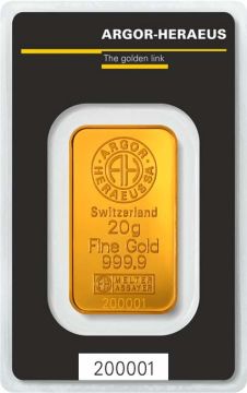 20g Switzerland Gold Argor-Heraeus customary in banking