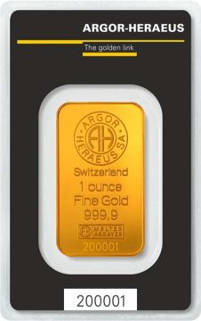 1 oz Switzerland Gold Argor-Heraeus customary in banking