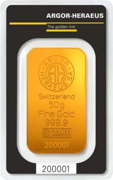 50g Switzerland Gold Argor-Heraeus customary in banking