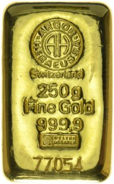 250g Switzerland Gold Argor-Heraeus customary in banking