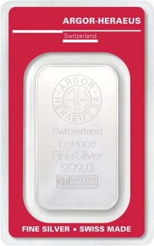 1 oz Switzerland Silver Argor-Heraeus customary in banking