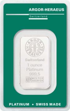 1 oz Switzerland Platinum Argor-Heraeus customary in banking