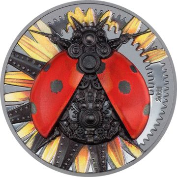 2021 93.20g Mongolia Silver Mongolia Silver Mechanical Ladybug PP